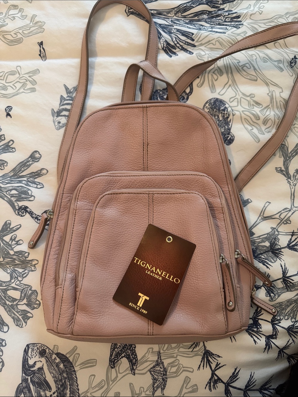 Tignanello Blush Pink Pebbled Leather Backpack